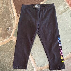 Versace Kids Black Leggings with Colorful Logo